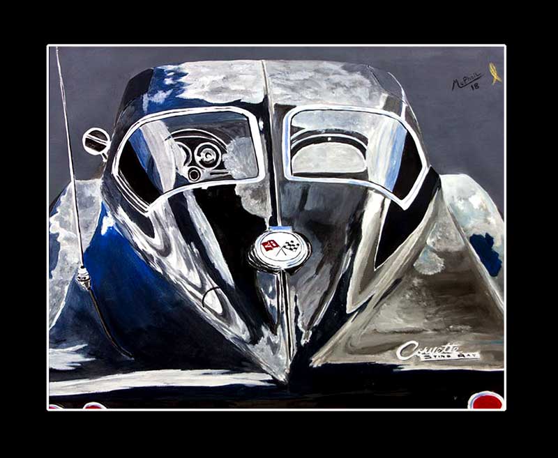 Black 65 split window corvette painting