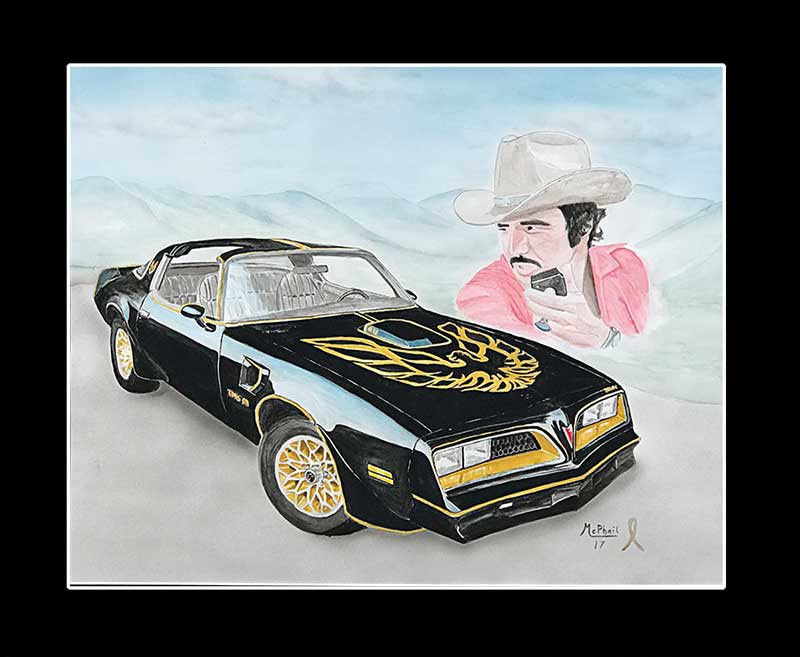78 Pontiac Trans Am Smokey and the Bandit painting with Burt Reynolds