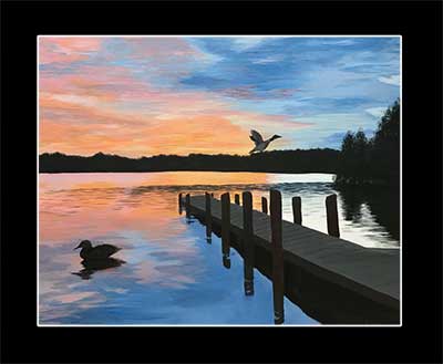 Lake sunset with Ducks