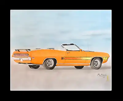 Ford Torino GT watercolor painting