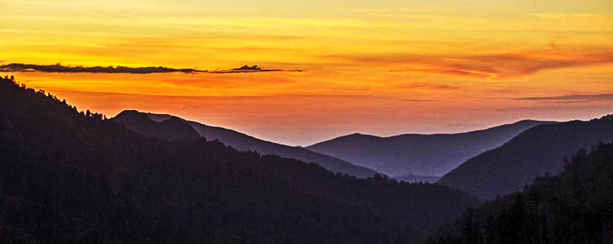 Sunset from the great smokey mountains Tennessee