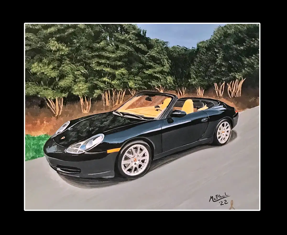 Black 2002 Porsche 911 convertible painting