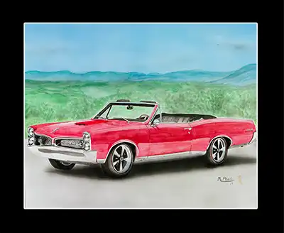 Red 67 Pontiac GTO convertible painting