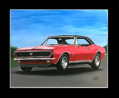 Red Chevy Camaro SS painting