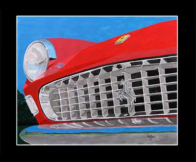 Red Ferrari front grill painting